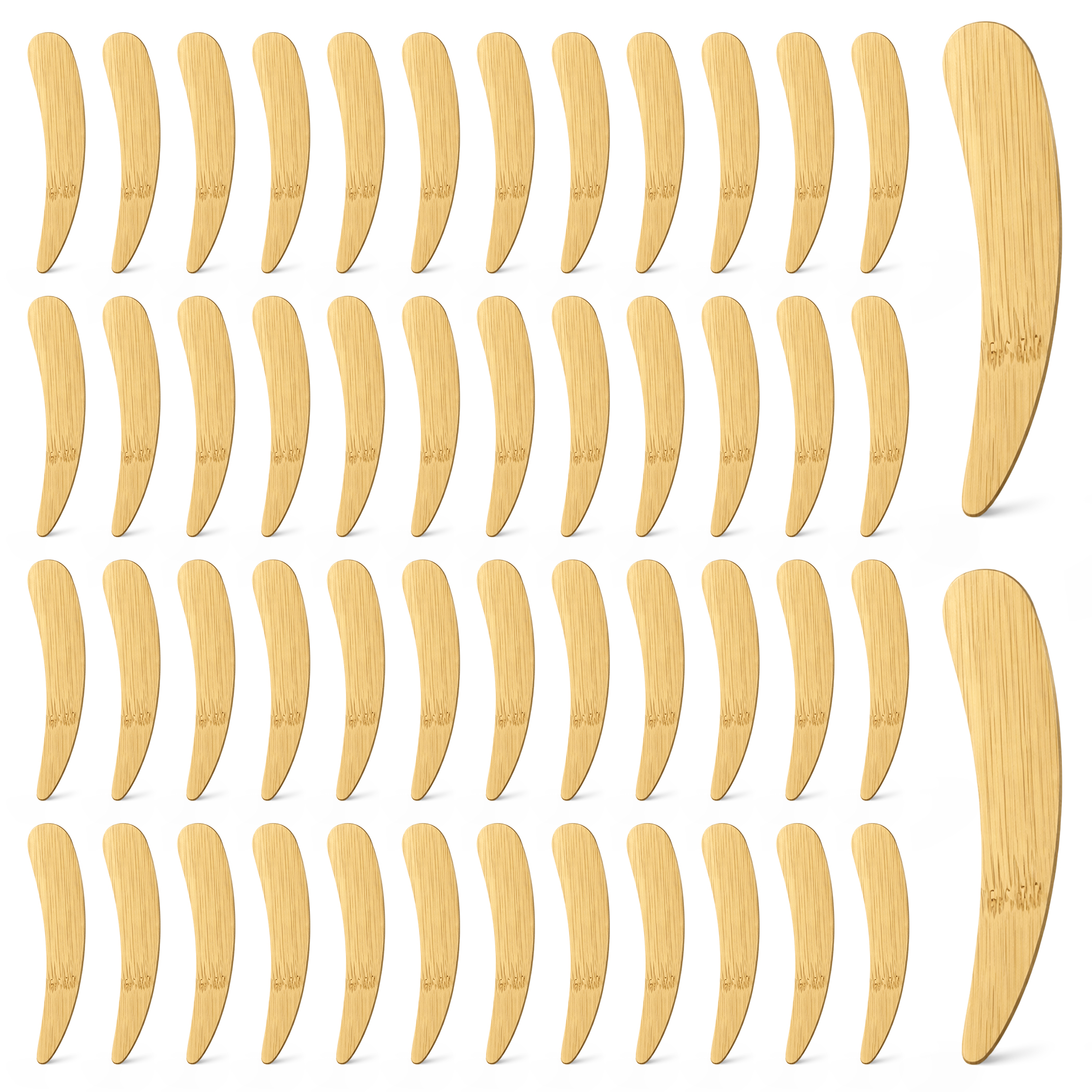 Bamboo Cosmetic Spoon Spatula – 50 Pack, Biodegradable Skincare Scoop Applicator
